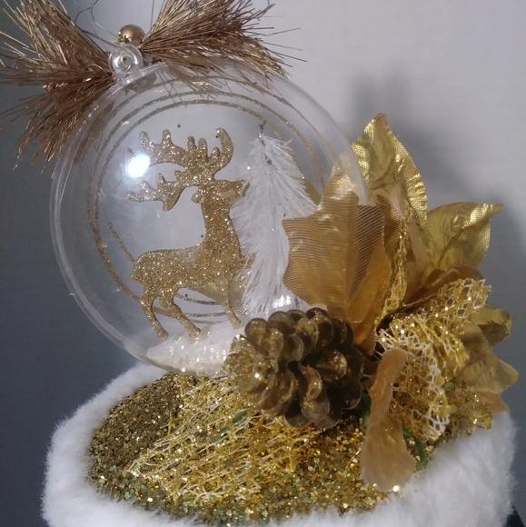 Gold and white circle fasinator hat - Picture 2 of 4